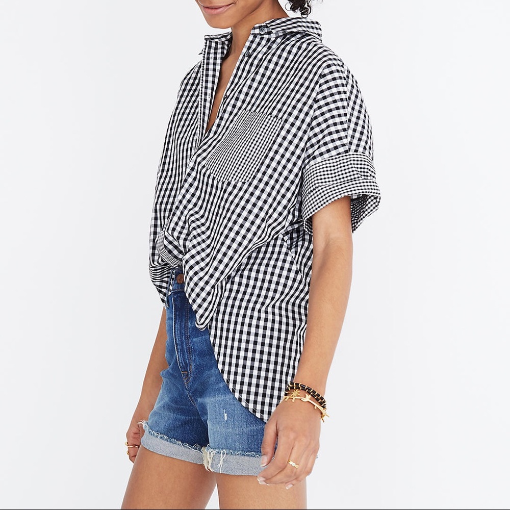 Madewell Gingham-Play Button-Down Shirt Size XXS